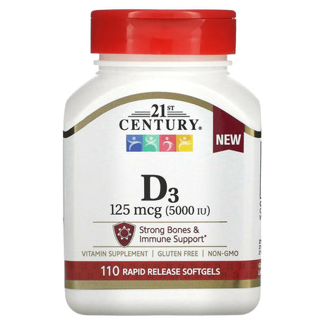 21st Century, Vitamin D3 , 125 mcg , 110 Rapid Release Softgels - Supply Center USA