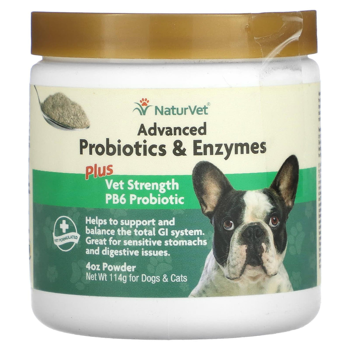 NaturVet, Advanced Probiotics & Enzymes Plus Vet Strength PB6 Probiotic, For Dogs & Cats, 4 oz (114 g) - Supply Center USA