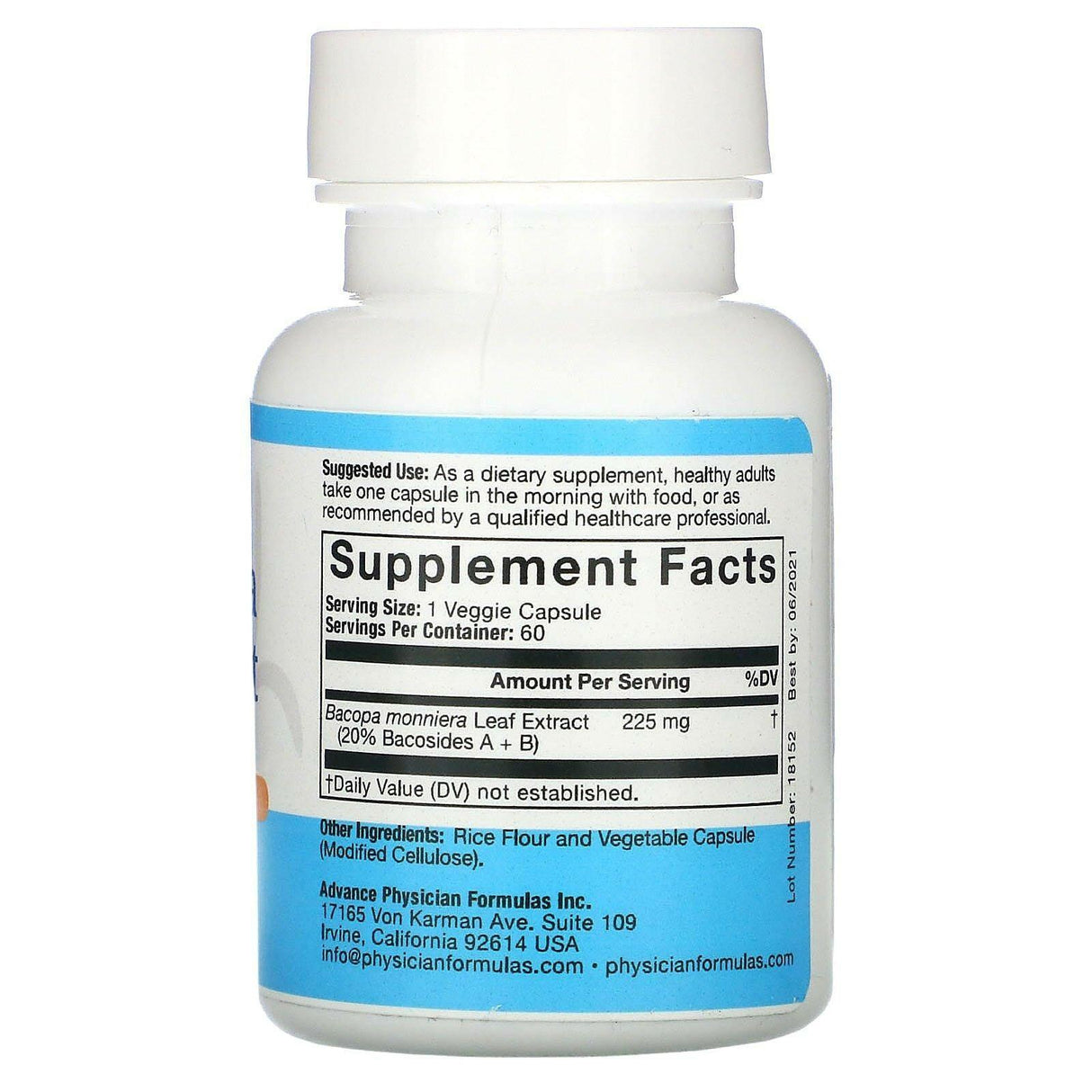 Advance Physician Formulas, Bacopa Extract, 225 mg, 60 Vegetable Capsules - Supply Center USA