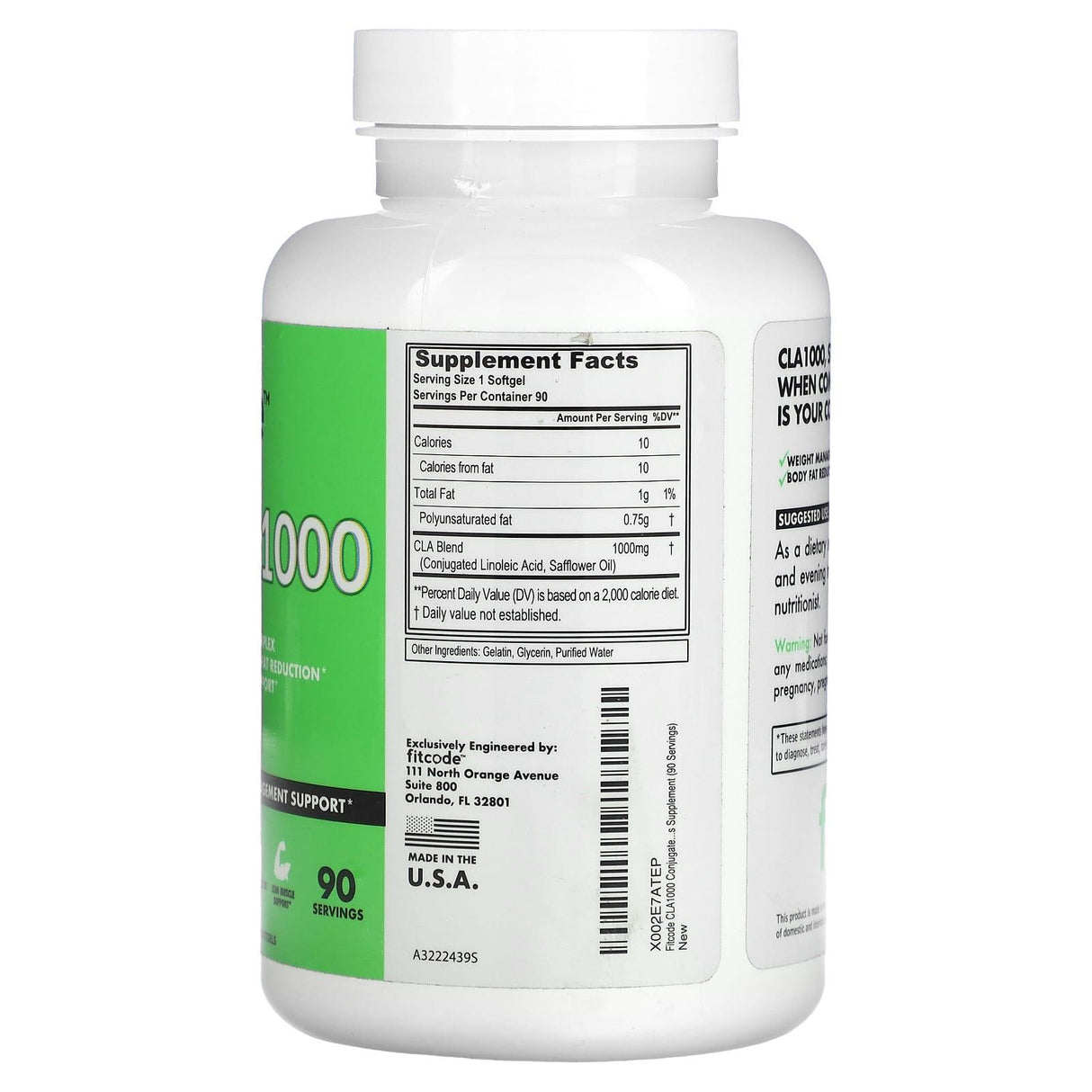 FITCODE, CLA1000, 1,000 mg, 90 Softgels - Supply Center USA