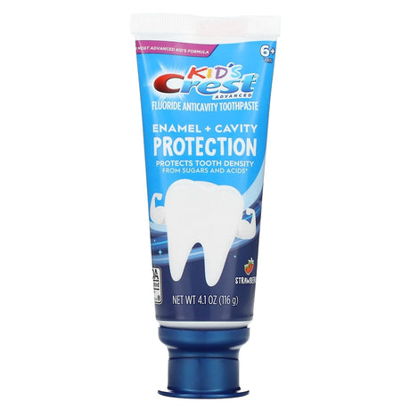 Crest, Kids, Advanced, Fluoride Anticavity Toothpaste, 6+ Yrs, Strawberry, 4.1 oz (116 g) - Supply Center USA