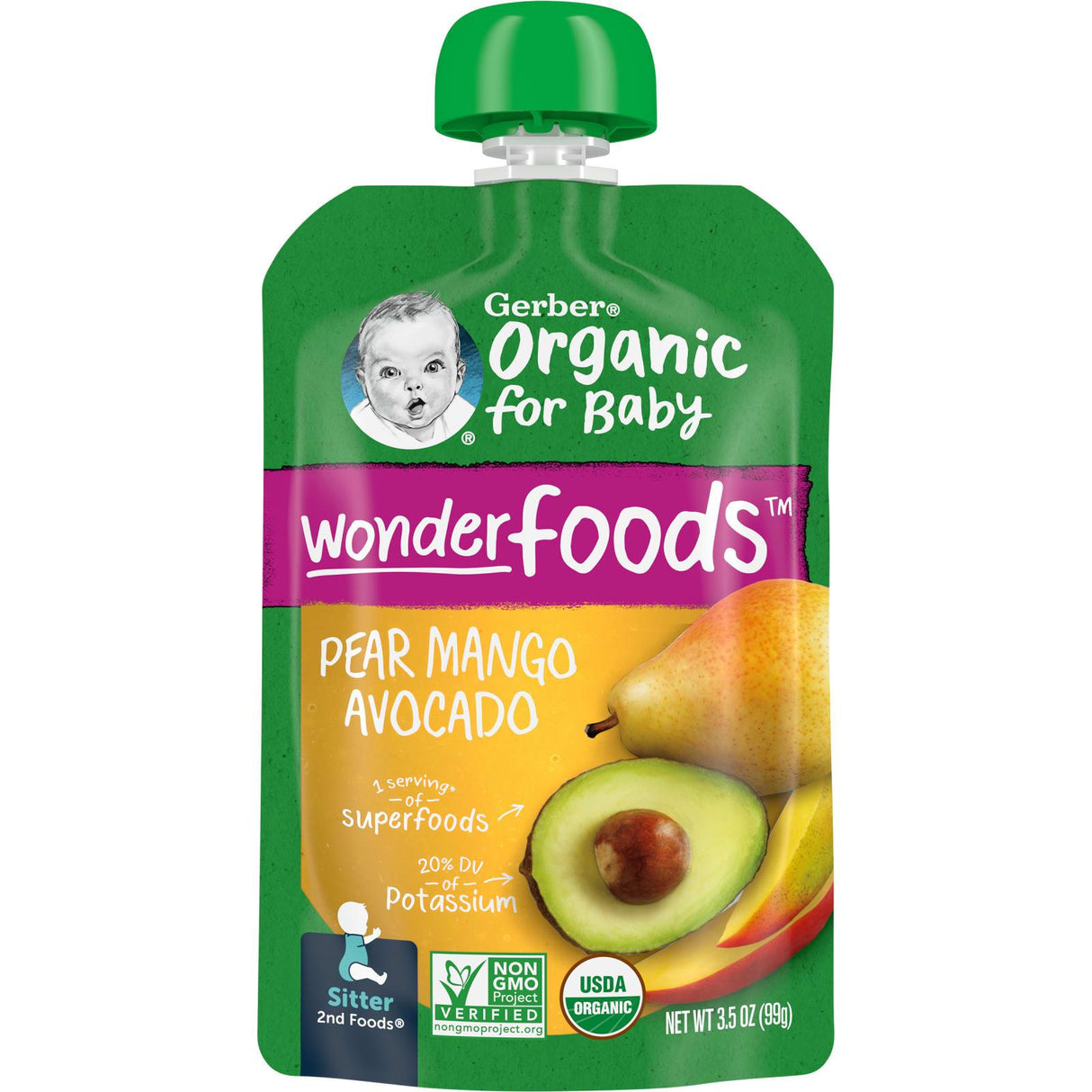 Gerber, Organic for Baby, Wonder Foods, Mango, Apple, Carrot, Kale, 3.5 oz (99 g) - Supply Center USA