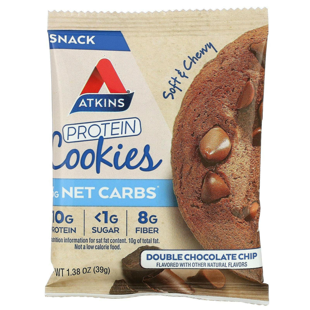 Atkins, Snack, Protein Cookies, Double Chocolate Chip, 4 Cookies, 1.38 oz (39 g) Each - Supply Center USA