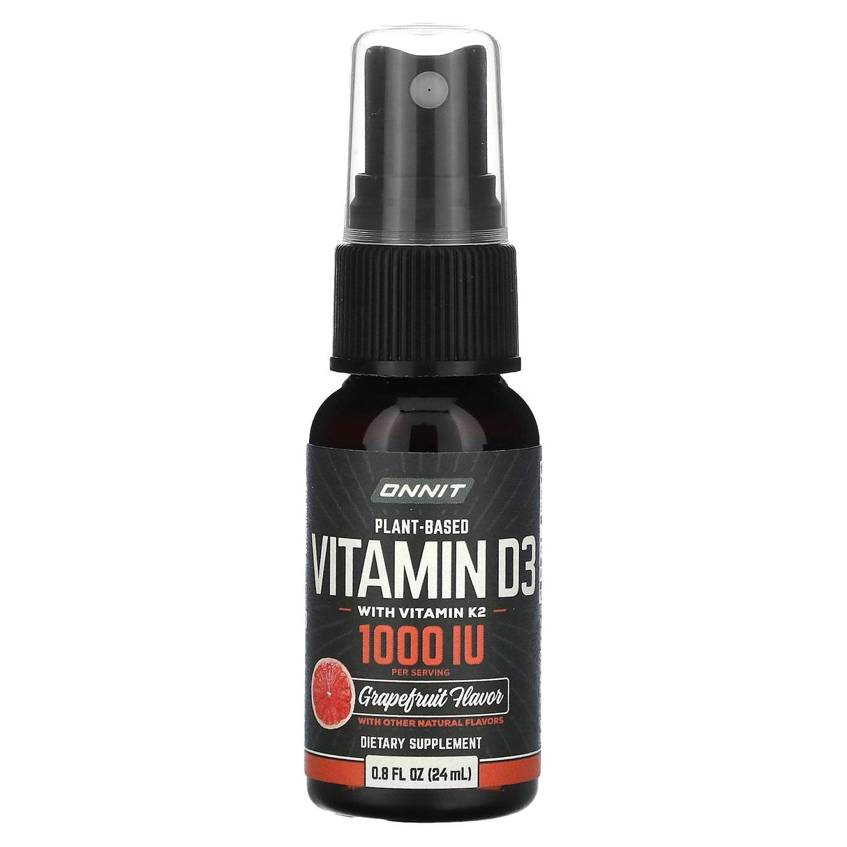 Onnit, Plant Based Vitamin D3 with Vitamin K2, Grapefruit, 25 mcg (1,000 IU), 0.8 fl oz (24 ml) - Supply Center USA