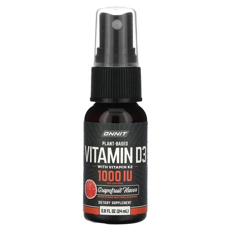 Onnit, Plant Based Vitamin D3 with Vitamin K2, Grapefruit, 25 mcg (1,000 IU), 0.8 fl oz (24 ml) - Supply Center USA