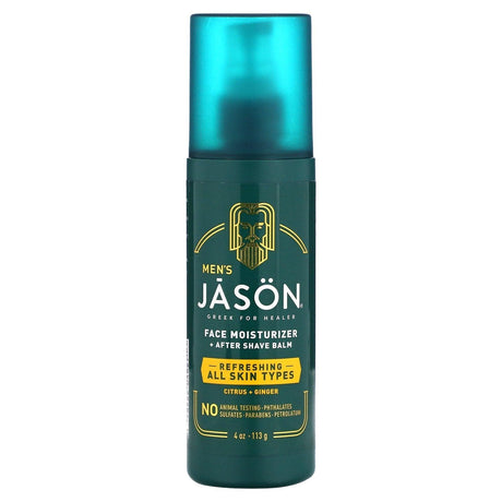 Jason Natural, Men's, Face Moisturizer + After Shave Balm, Citrus + Ginger , 4 oz (113 g) - Supply Center USA