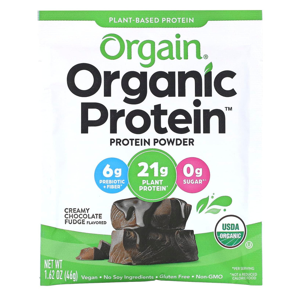 Orgain, Organic Protein Powder, Creamy Chocolate Fudge, 1.62 oz (46 g) - Supply Center USA