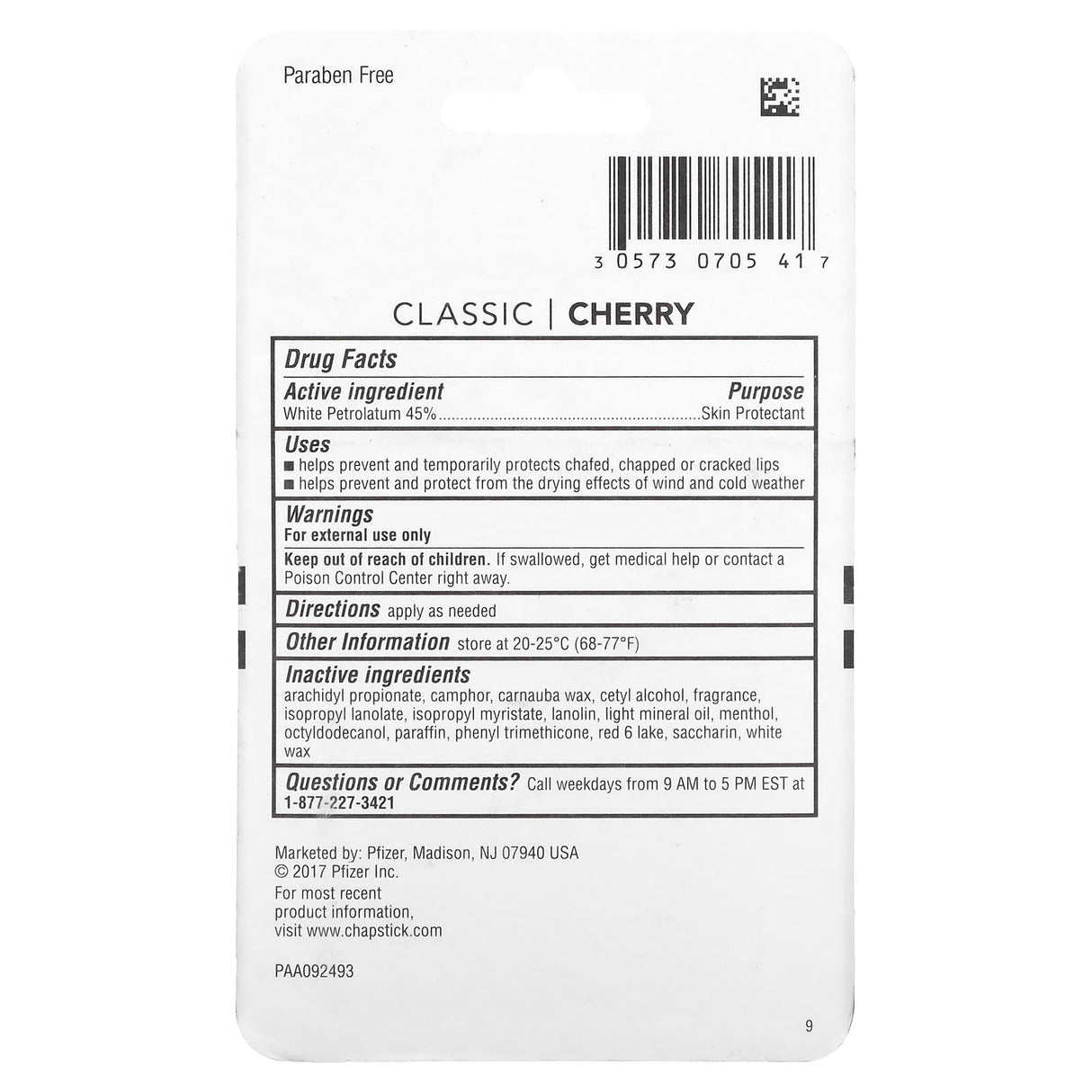Chapstick, Lip Care Skin Protectant, Classic Cherry, 3 Sticks, 0.15 oz (4 g) Each