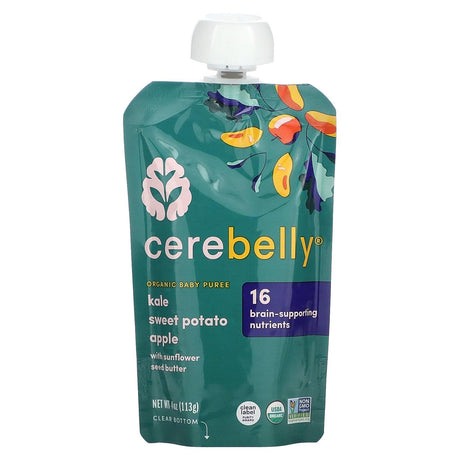 Cerebelly, Organic Baby Puree, Kale, Sweet Potato, Apple with Sunflower Seed Butter , 6 Pouches, 4 oz (113 g) Each - Supply Center USA