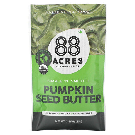 88 Acres, Simple 'N' Smooth, Pumpkin Seed Butter, 10 Pouches, 1.16 oz (33 g) Each - Supply Center USA