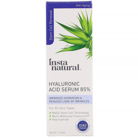 InstaNatural, Hyaluronic Acid Serum 85%, Anti-Aging, 1 fl oz (30 ml) - Supply Center USA