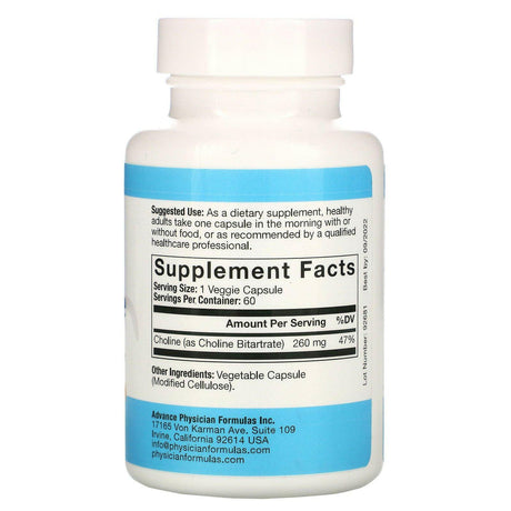 Advance Physician Formulas, Choline Bitartrate, 650 mg, 60 Vegetable Capsules - Supply Center USA