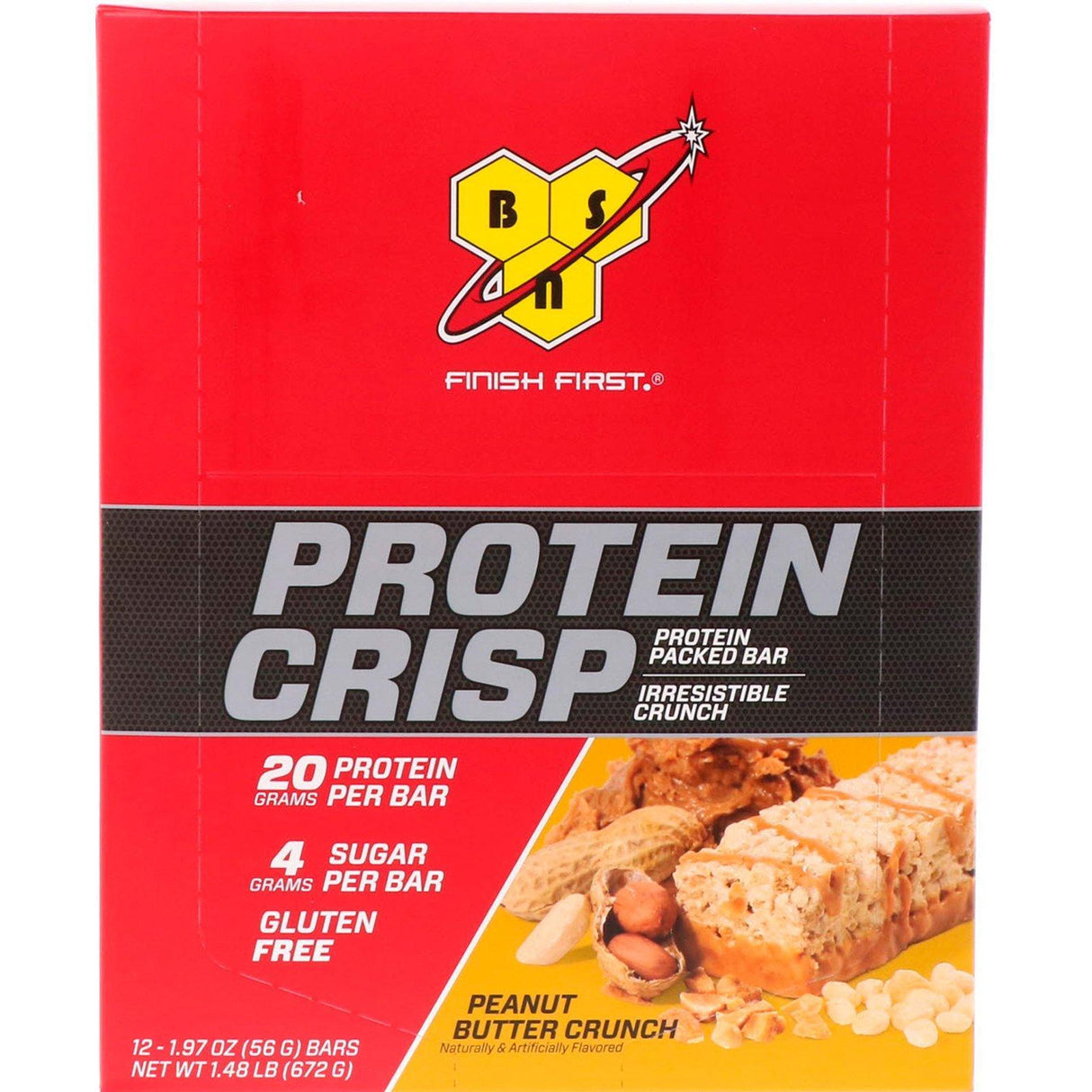 BSN, Protein Crisp, Peanut Butter Crunch Flavor, 12 Bars, 1.97 oz (56 g) Each - Supply Center USA