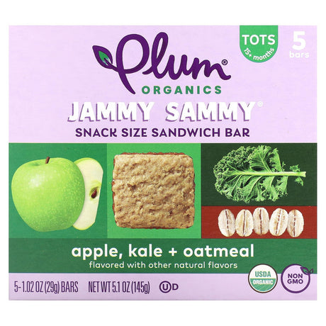 Plum Organics, Jammy Sammy, Snack Size Sandwich Bar, 15 Months & Up, Blueberry & Oatmeal, 5 Bars, 1.02 oz (29 g) Each - Supply Center USA