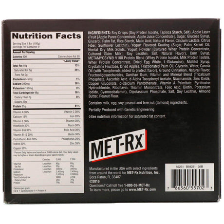 MET-Rx, Big 100, Meal Replacement Bar, Crispy Apple Pie, 9 Bars, 3.52 oz (100 g) Each - Supply Center USA