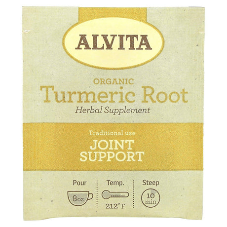 Alvita Teas, Organic Botanical Tea, Turmeric Root, Caffeine Free, 16 Individually Wrapped Tea Bags, 1.13 oz (32 g) - Supply Center USA