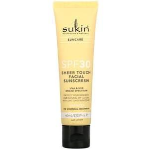 Sukin, Sheer Touch Facial Sunscreen SPF30, Untinted, 2.03 fl oz (60 ml) - HealthCentralUSA