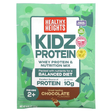 Healthy Heights, Kidz Protein, For Kids 2+, Chocolate, 10 Single Serve Packets, 0.95 oz (27 g) Each - Supply Center USA