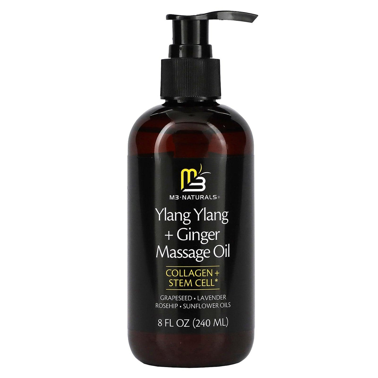 M3 Naturals, Ylang Ylang + Ginger Massage Oil, 8 fl oz (240 ml) - Supply Center USA