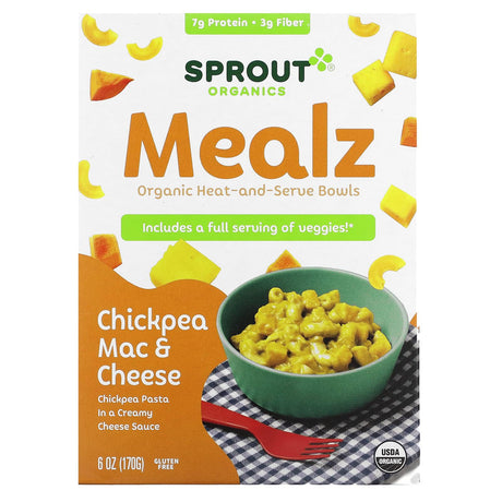 Sprout Organics, Mealz, Organic Heat-and-Serve Bowls, Chickpea Mac & Cheese, 6 oz (170 g) - Supply Center USA