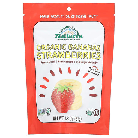 Natierra, Organic Freeze-Dried Bananas and Strawberries, 1.8 oz (51 g) - Supply Center USA