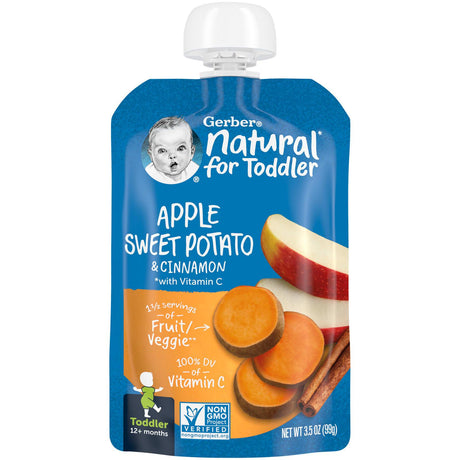 Gerber, Natural for Toddler, 12+ Months, Apple Sweet Potato & Cinnamon, 3.5 oz (99 g) - Supply Center USA