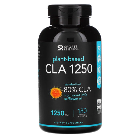 Sports Research, Vegan CLA 1250, 1,250 mg, 90 Veggie Softgels - Supply Center USA