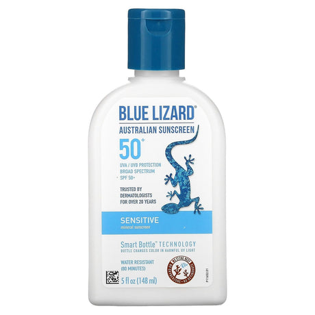 Blue Lizard Australian Sunscreen, Sensitive, Mineral Sunscreen, SPF 50+, 5 fl oz (148 ml) - Supply Center USA