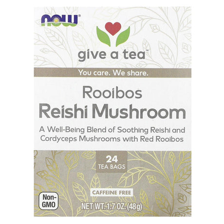 NOW Foods, Rooibos Reishi Mushroom Tea, Caffeine Free, 24 Tea Bags, 1.7 oz (48 g) - Supply Center USA