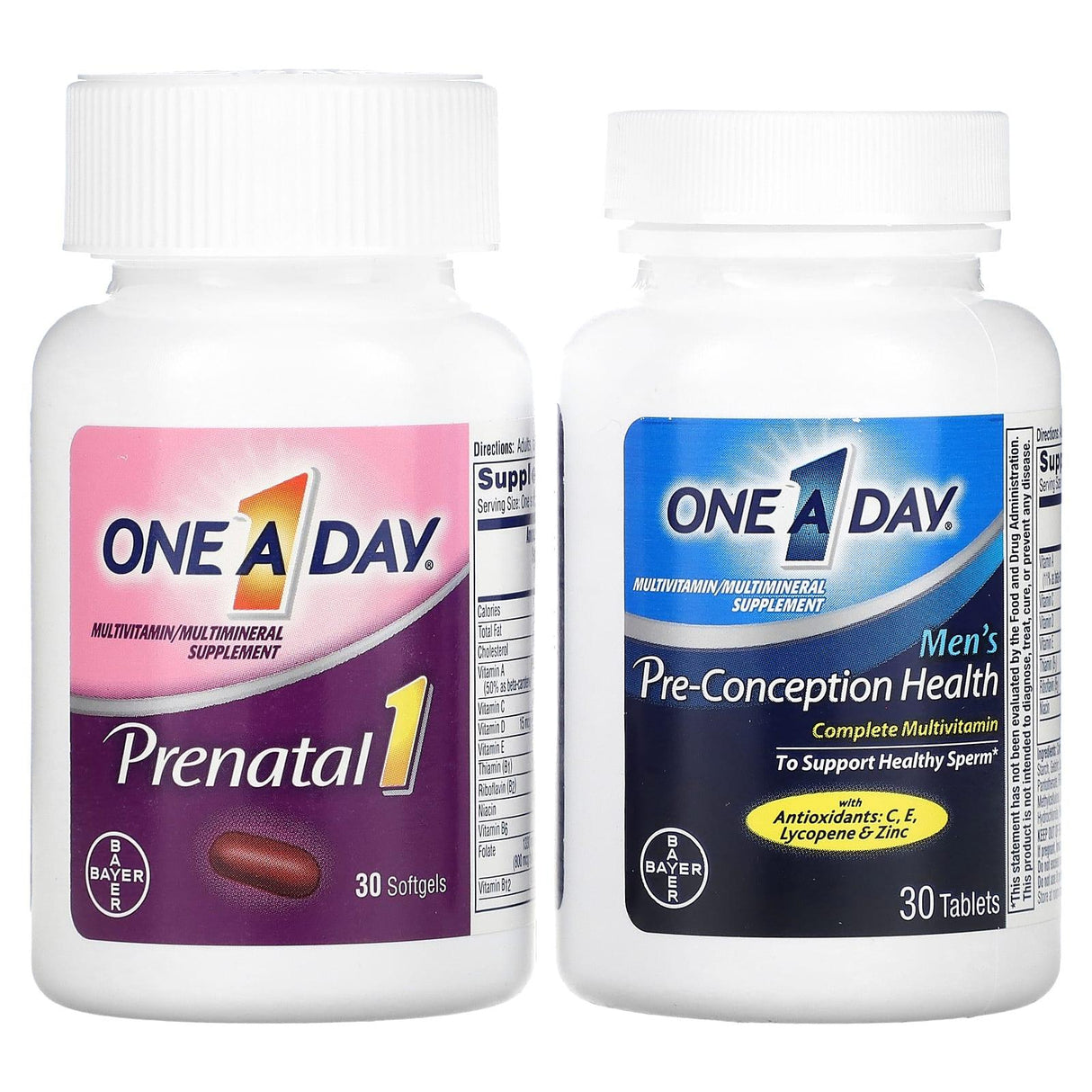 One-A-Day, Pre-Pregnancy Couple's Pack, Women's Prenatal 1 & Men's Pre-Conception Health, 30 Women's Prenatal Softgels, 30 Men's Pre-Conception Tablets - Supply Center USA