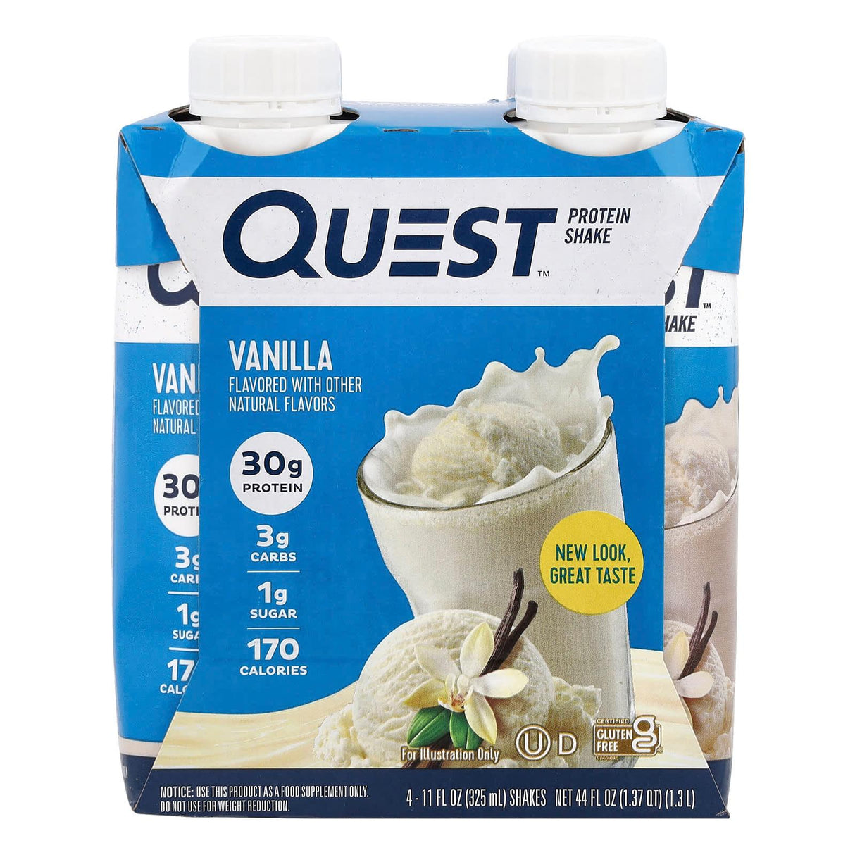 Quest Nutrition, Protein Shake, Vanilla, 4 Shakes, 11 fl oz (325 ml) Each - Supply Center USA