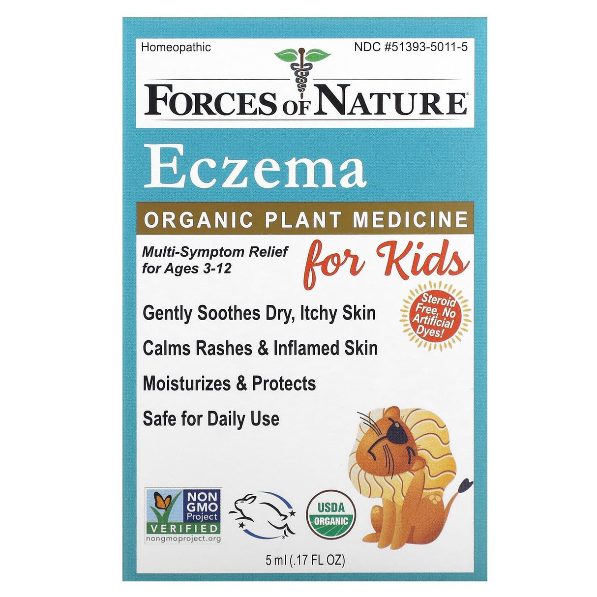 Forces of Nature, Eczema Organic Plant Medicine , For Kids, 0.17 fl oz (5 ml) - Supply Center USA