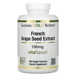 California Gold Nutrition, French Grape Seed Extract, VitaFlavan, Antioxidant Polyphenol, 100 mg, 360 Veggie Capsules - Supply Center USA