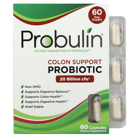 Probulin, Colon Support Probiotic, 20 Billion CFU, 60 Capsules - Supply Center USA