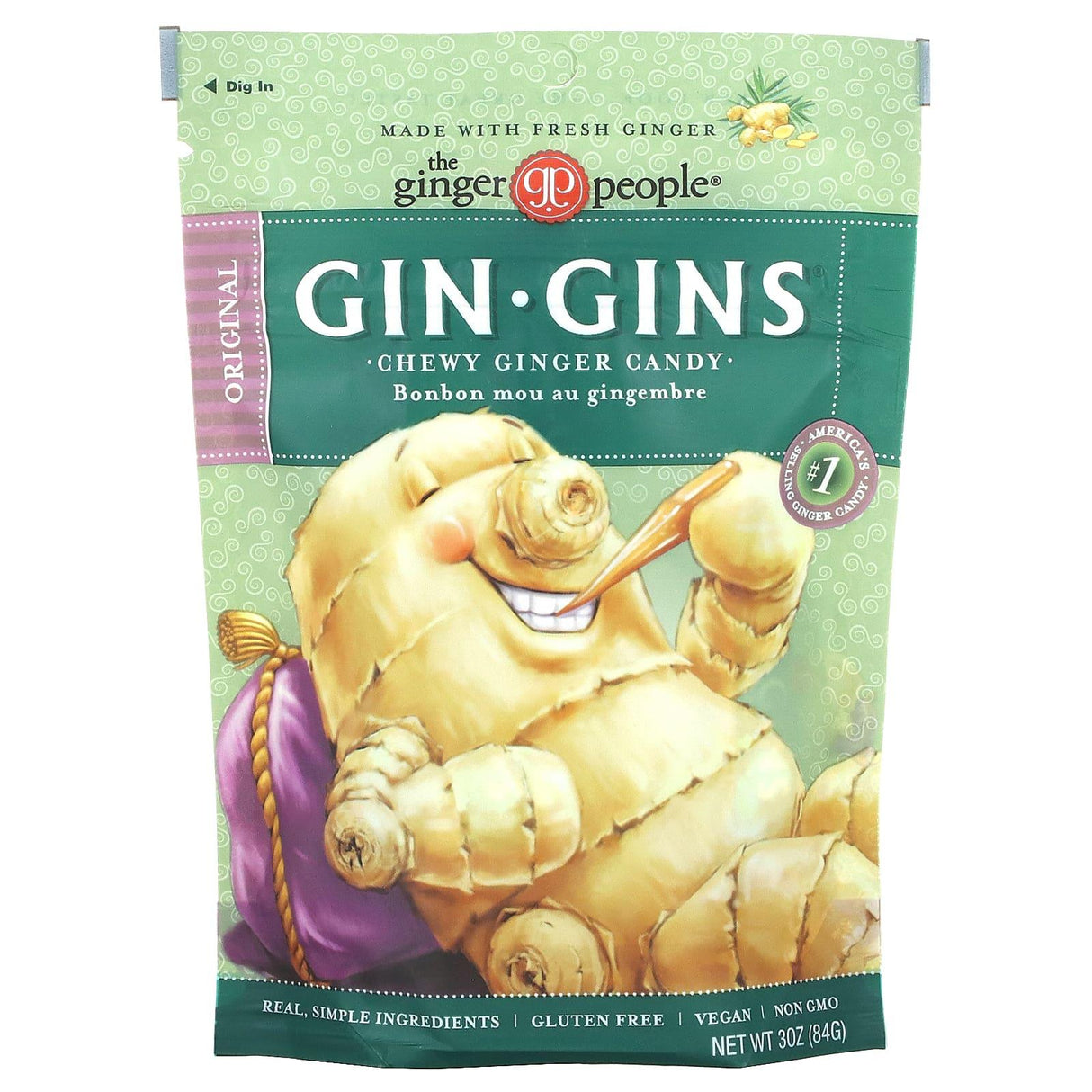 The Ginger People, Gin·Gins, Chewy Ginger Apple Candy, Spicy Apple, 3 oz (84 g) - Supply Center USA