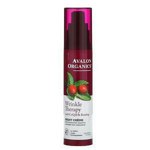 Avalon Organics, Wrinkle Therapy, With CoQ10 & Rosehip, Night Creme, 1.75 oz (50 g) - HealthCentralUSA