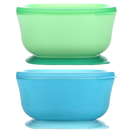 NUK, Suction Bowls, 6+ Months, Blue & Green, 2 Bowls + 2 Lids - Supply Center USA