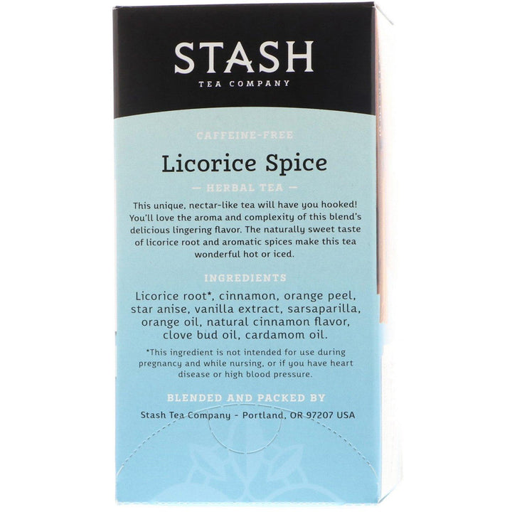 Stash Tea, Herbal Tea, Licorice Spice, Caffeine Free, 20 Tea Bags, 1.2 oz (36 g) - HealthCentralUSA