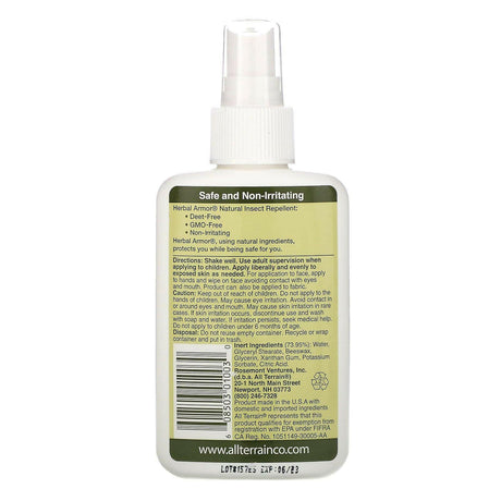 All Terrain, Herbal Armor, Natural Insect Repellent, 4 fl oz (120 ml) - Supply Center USA