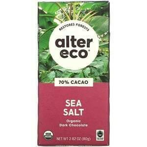 Alter Eco, Organic Dark Chocolate Bar, Sea Salt, 70% Cacao, 2.82 oz (80 g) - Supply Center USA