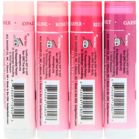 Badger Company, Mineral Lip Tints Set, 4 Pack, .15 oz (4.2 g) Each - Supply Center USA