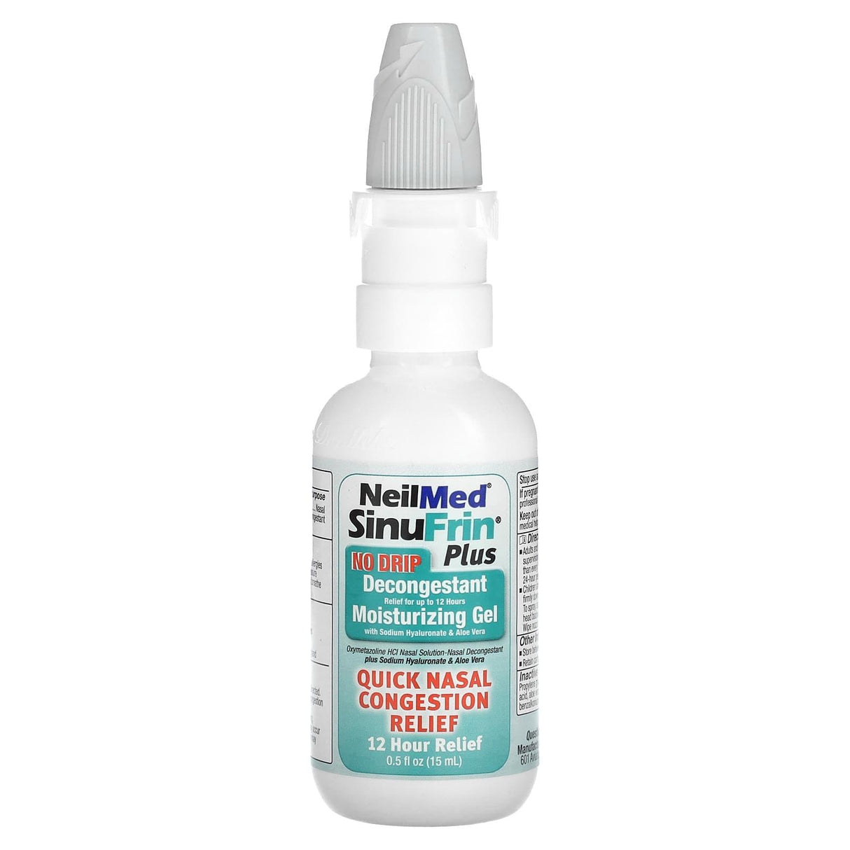 NeilMed, SinuFrin Plus, Decongestant Nasal Spray, Extra Moisturizing Gel, 0.5 fl oz (15 ml) - Supply Center USA