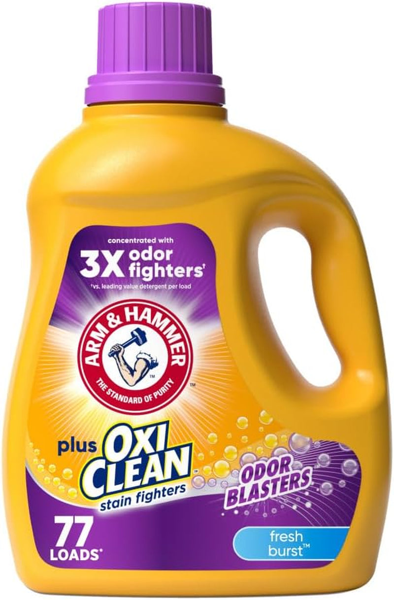 Arm & Hammer plus Oxiclean Odor Blasters Fresh Burst, 128 Loads Liquid Laundry Detergent, 166.5 Fl Oz