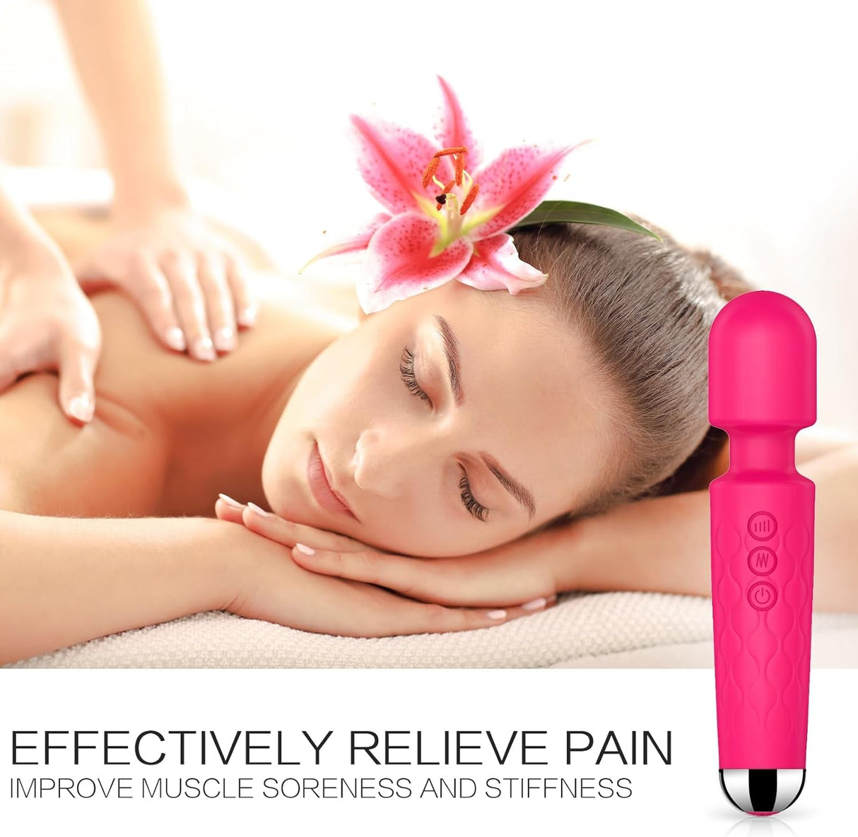 Vibrator Wand,Adult Sex Toy Wand, G Spot Dildo, Clit Vibrator, Sex Vibrators,Clitoris Stimulation,With 8 Speeds & 20 Patterns, Quiet,Fully Waterproof,Vibrating Wand for Her Pleasure (Rose Red)