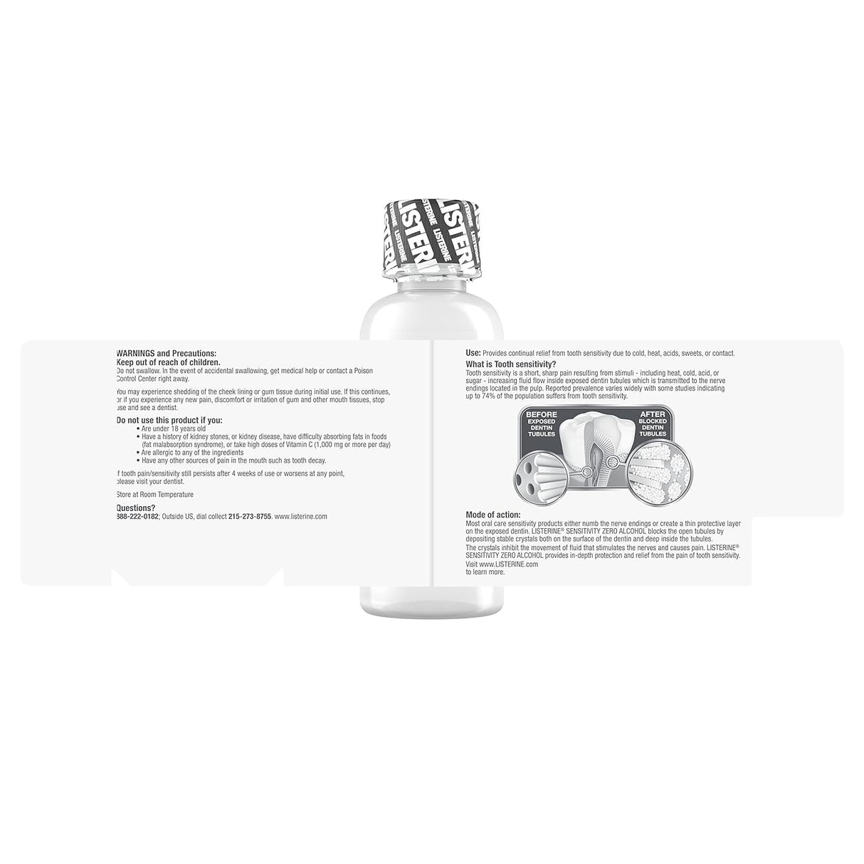 Listerine Sensitivity Mouthwash, 24-HR Tooth Sensitivity Relief & Protection, Alcohol-Free Formula in Fresh Mint Flavor, TSA Compliant Travel-Sized Bottle, 3.2 Fl. Oz