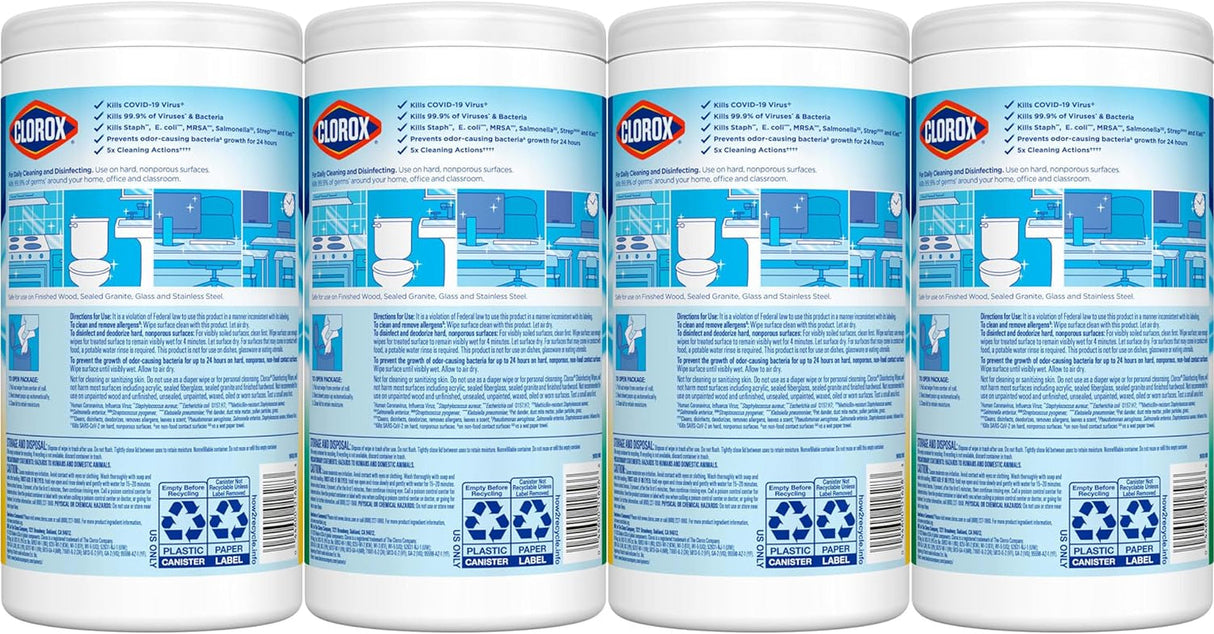 Clorox Disinfecting Wipes Value Pack, Bleach Free Cleaning Wipes, 75 Count Each, Pack of 4