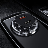 Dual USB Car Charger Quick Charge 3.0 Car Adapter Fast Charging Charger Compatible with Iphone 11/11Pro/ Max/Xs/Xr/X/10,Ipad,Samsung S10/S10+/S9,Google Pixel 4/4 XL Etc,Bling Car Decor,Black