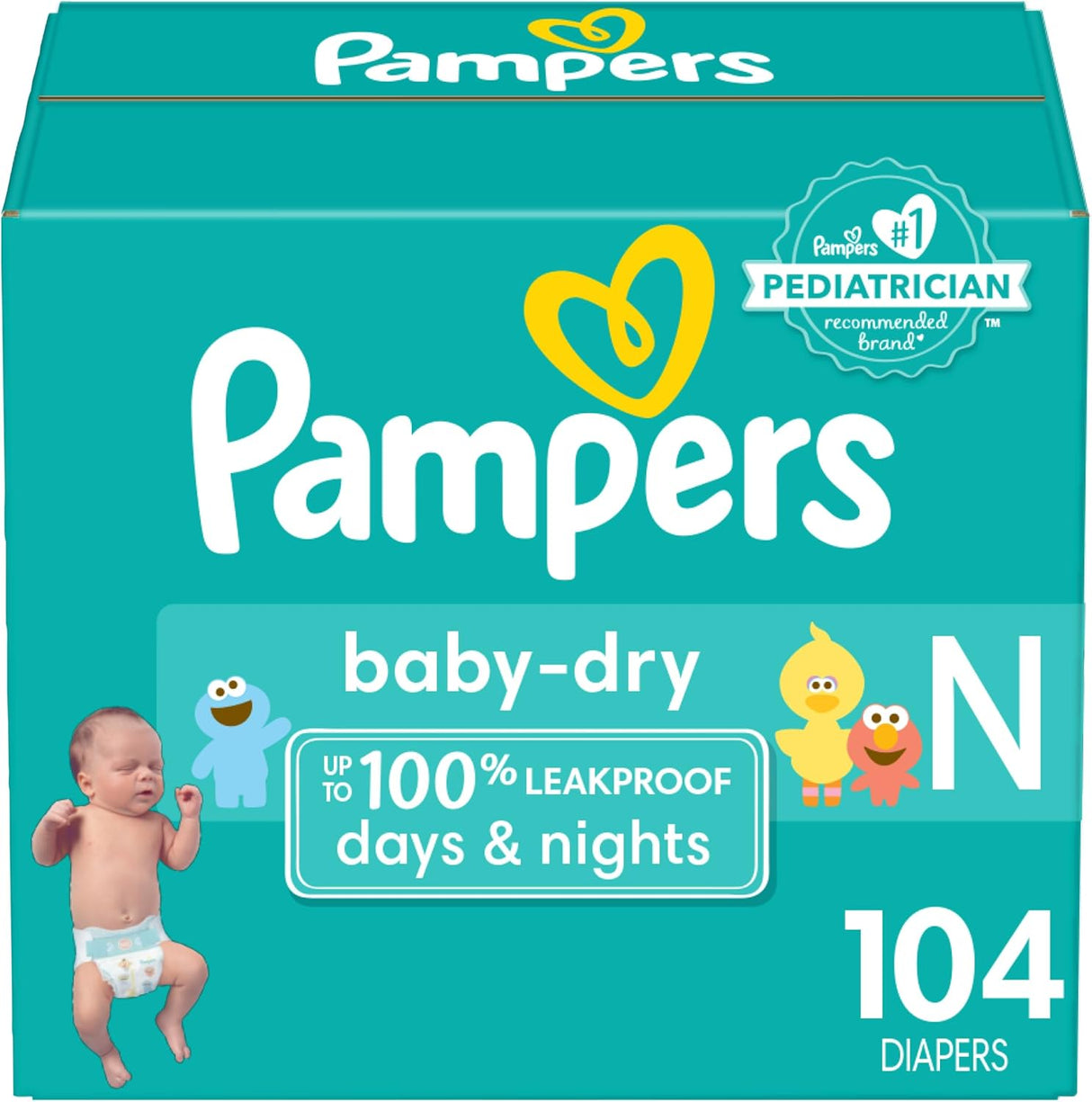 Pampers Baby Dry Diapers - Size 1, 120 Count, Absorbent Disposable Diapers