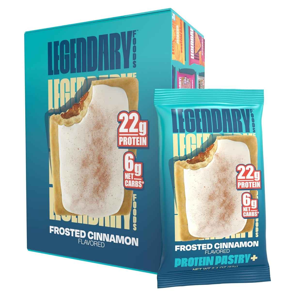 Legendary Foods 22 G High Protein Pastry+ Premium Boosted - Low Carb Meal Replacement Bar - Gluten Free Protien Snacks - Healthy Keto Snack Box - Low Sugar Energy Bar - Bariatric Diabetic Friendly
