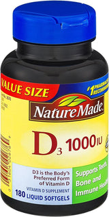 Nature Made Vitamin D3 1000 IU (25 Mcg) Softgel, Dietary Supplement for Bone, Teeth, Muscle and Immune Health Support, 300 Day Supply,300 Count (Pack of 1) - Supply Center USA